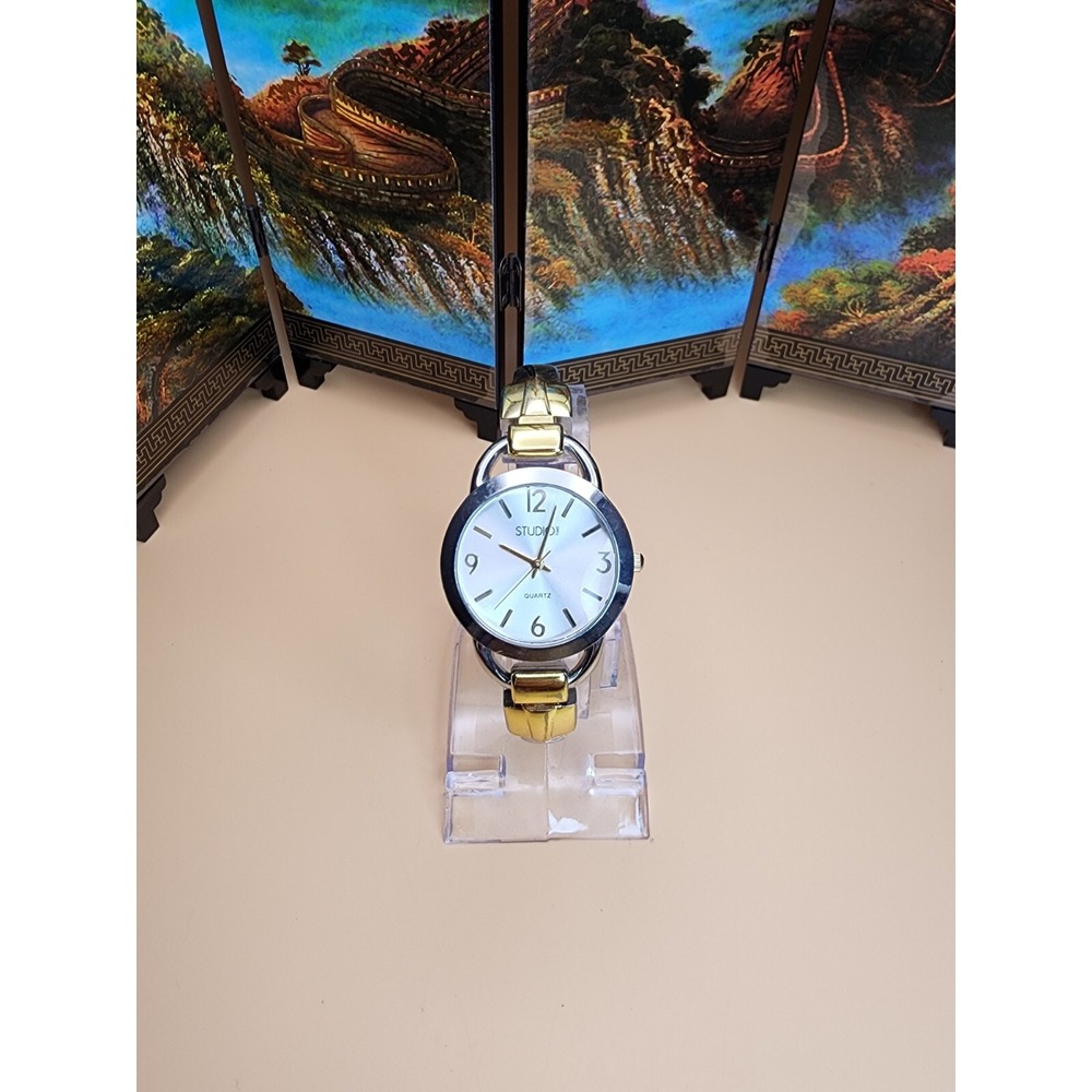 STUDIO Gold & Silver Tone Cuff Watch Adjustable Very Comfortable FREE $HIPPING!!